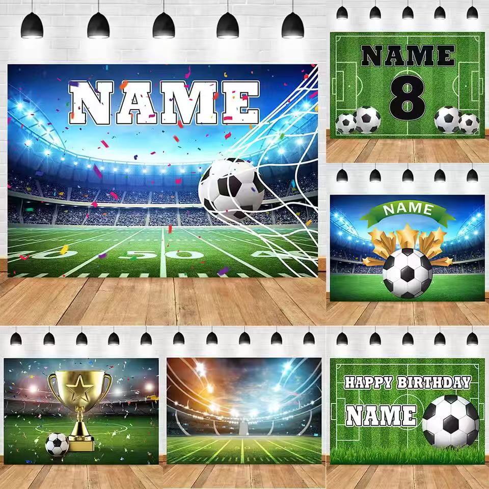 Photography Sport - Football Backdrop Customize Name Boy Birthday
