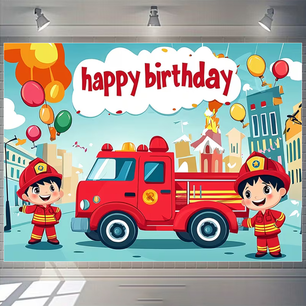 Cartoon Firetruck Theme Boy Bi - đánh giá và giá Photography Sport