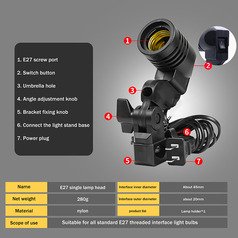 E27 AC Socket Lamp Single Head - đánh giá và giá Photography Bulb
